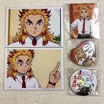鬼滅の刃　キメツ学園　ハート形アクリルチャーム　名札バッジ　煉獄杏寿郎　セット 鬼滅の刃 キメツ学園 ハート形アクリルチャーム 名札バッジ 煉獄